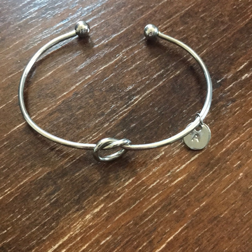 Silver Knot Bracelet with Charm